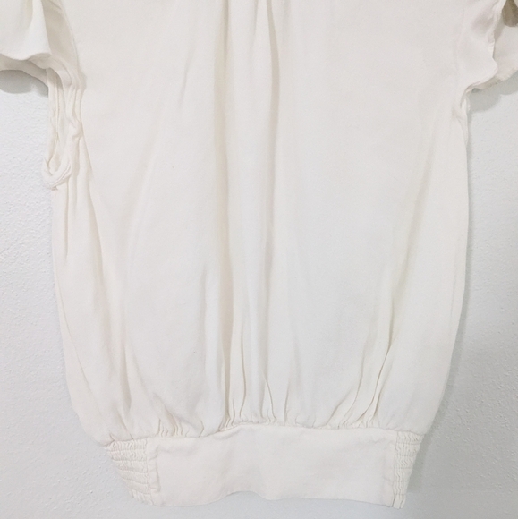 Frame Mock Neck Ruffle Sleeves White Blouse Button Back Ivory Size Small S - Picture 3 of 10